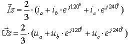 Calculation formules of resulting vectors Us  Is 