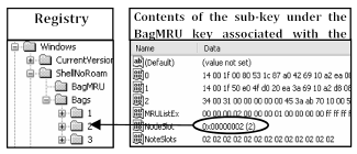 Fig. 4 – The link between folder and associated sub-key under the Bags key.