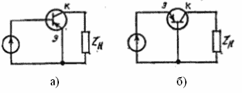 Figure 2. Schematics of bipolar transistors in cascades with GE (a) and GB (b)