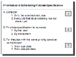 Specification of priorities and scheduling policies
