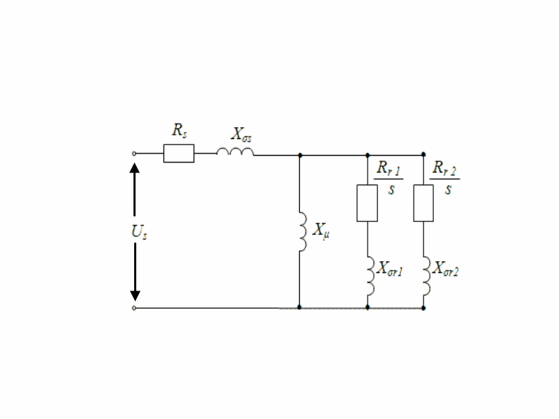 Figure 1 - Equivalent Circuit of asynchronous motor with deep groove with two-planimetric rotor