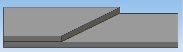 Модель стику стрічки при куті скосу 45°