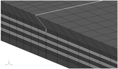 Фрагмент образца пространственной модели клеевого стыка ленты