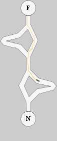 Рисунок 6.3 – Пример поиска муравьями кратчайшего маршрута.(анимация: объём – 29,5 КБ; размер –
                       			114x279; количество кадров – 7; задержка между кадрами – 1000 мс; задержка между последним и первым кадрами – 2000 мс; количество циклов повторения – 6
                       			).