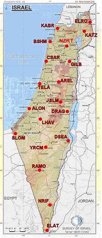 Figure 1: The Active Permanent GNSS Network of Israel consisted of 19 stations