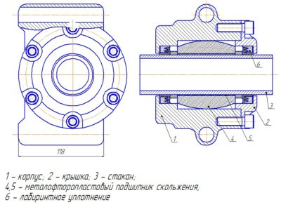 Bearing assembly with metal-fluoroplastic bearing draft