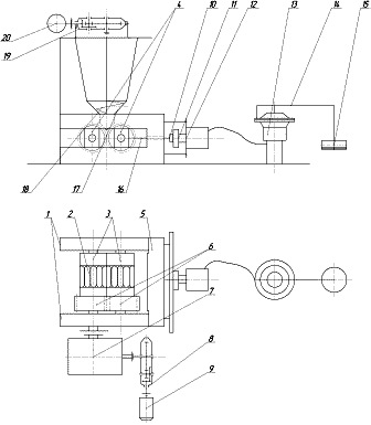 Diagram of laboratory double roller presses for briquetting of secondary materials