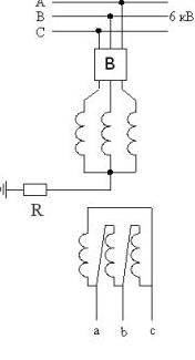 Scheme resistor connected to the neutral voltage transformer windings higher