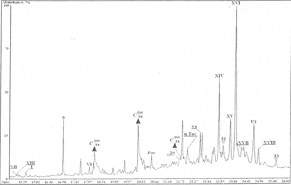Figure 3. TIC trace of bitumen fraction 