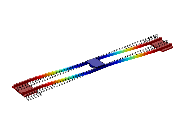 The natural mode of vibrations of the bridge by frequency <i>f</i>=0,61 