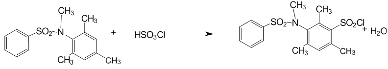 Sulphochlorination of N-methyl-N-benzensulfonil-2,4,6-trimethylaniline