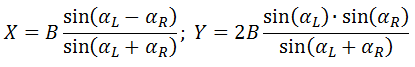 The formula of finding the space coordinates of the point
