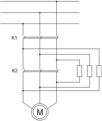 Rheostat start asynchronous motor