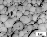 Formation and growth of microcrystalline grains during sintering of nanocrystalline PZT at 850 ?C. Exposure time, min: b  60.