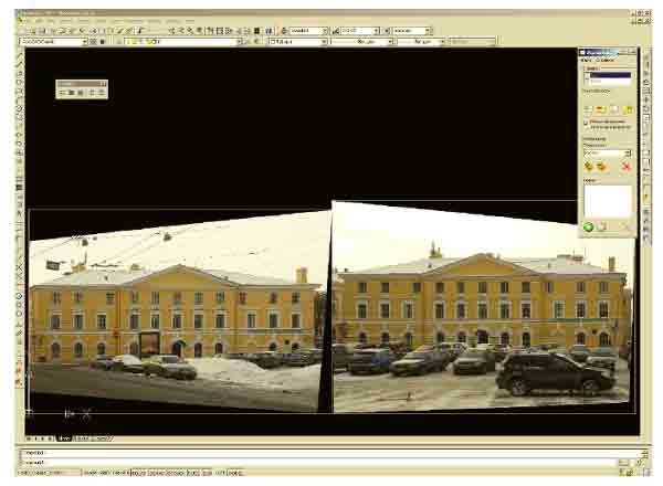 Пара трансформированных снимков, открытая модулем StereoTracer в системе AutoCAD