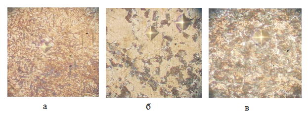 The microstructure of the wire with a degree of 27% after PHPD sorbitizing in granular graphite, s, 160: a) 1, b), 6 in) 9, 950 C 