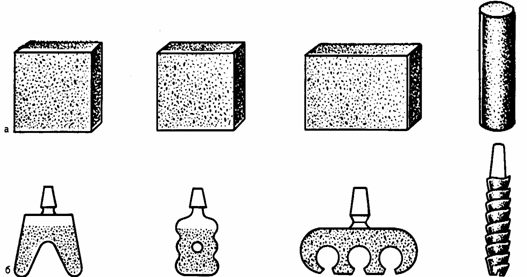 General view of the implants made by the second method. a  billet;
b  implants made from these blanks.