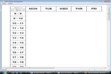 Figure 1 Example of a single room timetable