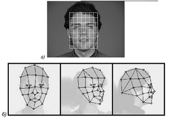 Example graph structure for facial recognition (  regular lattice,   graph on anthropometric features)