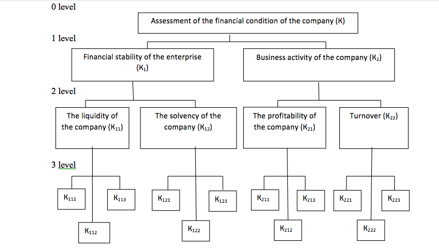 Hierarchical structure to assess the financial
condition of the company