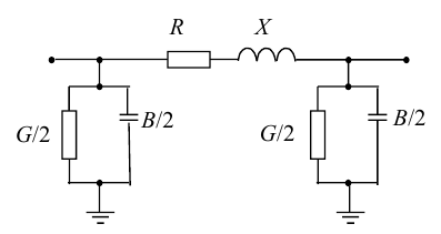 Figure 1 – Equivalent circuits for power lines with lumped parameters