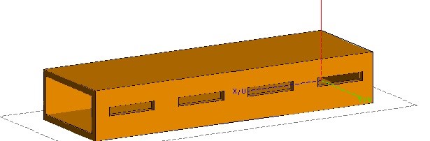 Model of the waveguide with 4 slots.