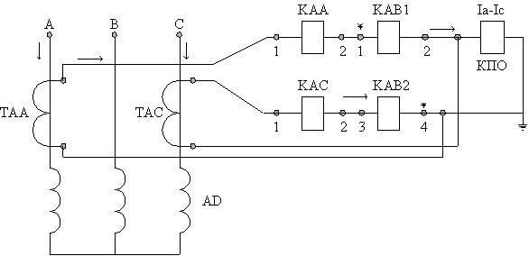 Разность токов двух фаз схема