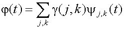 phi(t)=sum over j&k {gamma(j,k)psi sub(j,k)(t)}