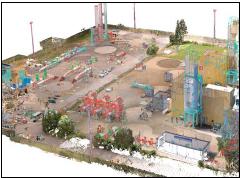 Darstellung der eingefarbten 3D-Punktwolke mit �berlagerung der Zeichnungselemente