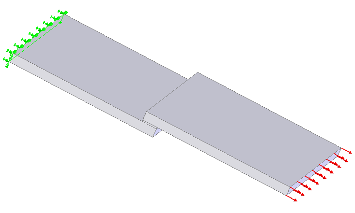 Scheme of application of forces and boundary conditions for the test sample