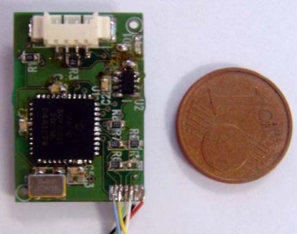 Fig. 5. Microcontroller board. In the current implementation is a small
independent module to be embedded inside the robot body.