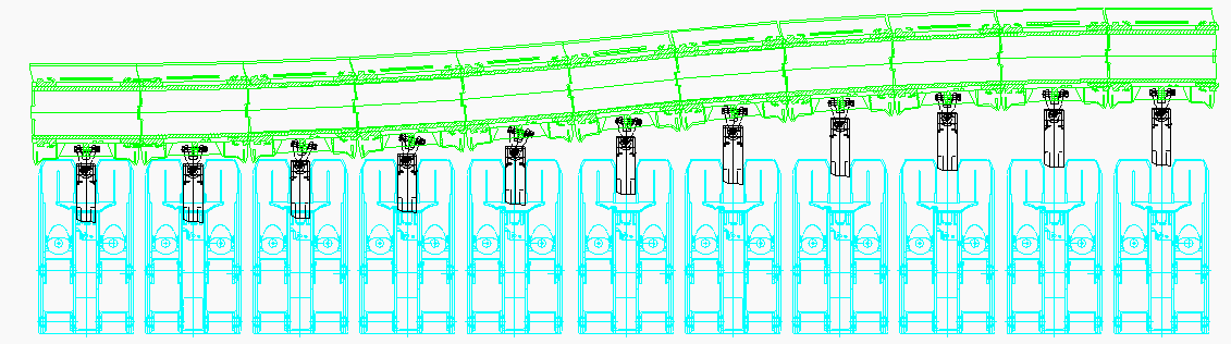 The wave shifting of the conveyor hydrocylinders of lining