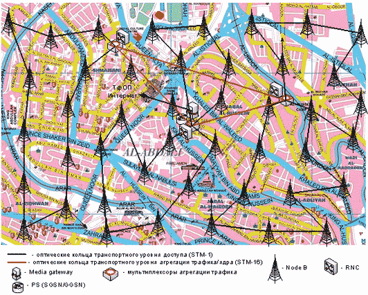 Network topology map of the central district of city