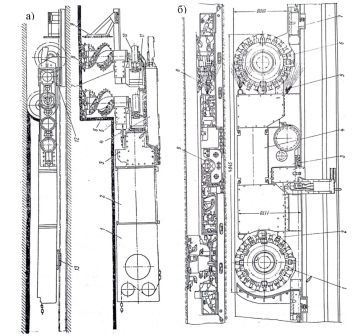  Schematics uzkozahvatnyh combines a)shnekovogo; b) barabannogo.