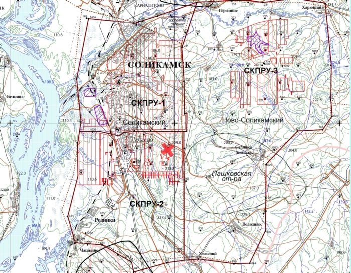 Карта провалов в березниках