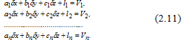 System of the equations of amendments with three unknown