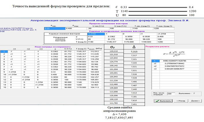 Analysis of possible extrapolation calculation data