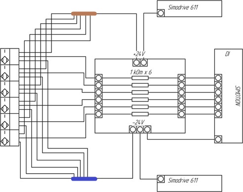 Electrical connection circuit section inductive sensors