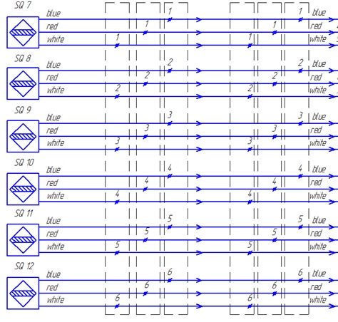 The electric scheme of connection of inductive sensors of the pneumatic drive