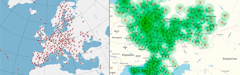 Location of permanent stations EUREF and EFT CORS