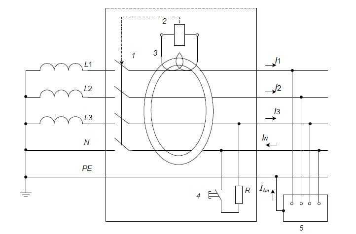 Схема включения УЗО в сеть TN-S