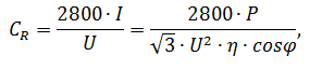 Formula for calculating the capacitance of a working capacitor for connecting windings with a star