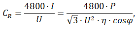 The formula for calculating the capacitance of the working capacitor for connecting the windings with a triangle