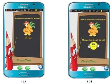 Снимок разработанного интеллектуального мобильного приложения. (A) снимок, отображающий изображение. (b) снимок, показывающий изменение уровня.