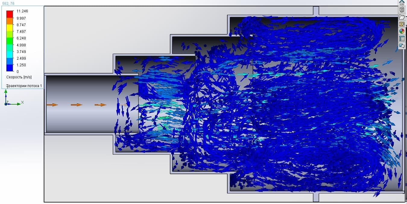 Modeling with geometric parameters Lp = 40 mm; hp = 30mm.