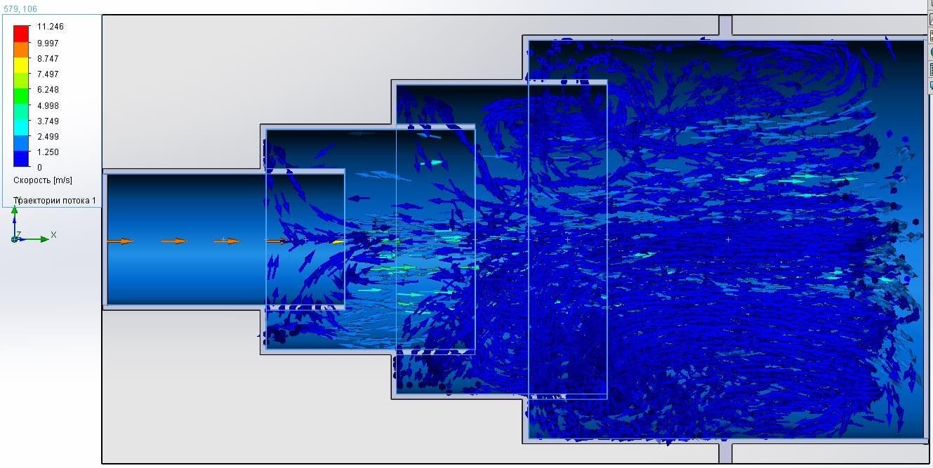 Modeling with geometric parameters Lp = 60 mm; hp = 30mm.