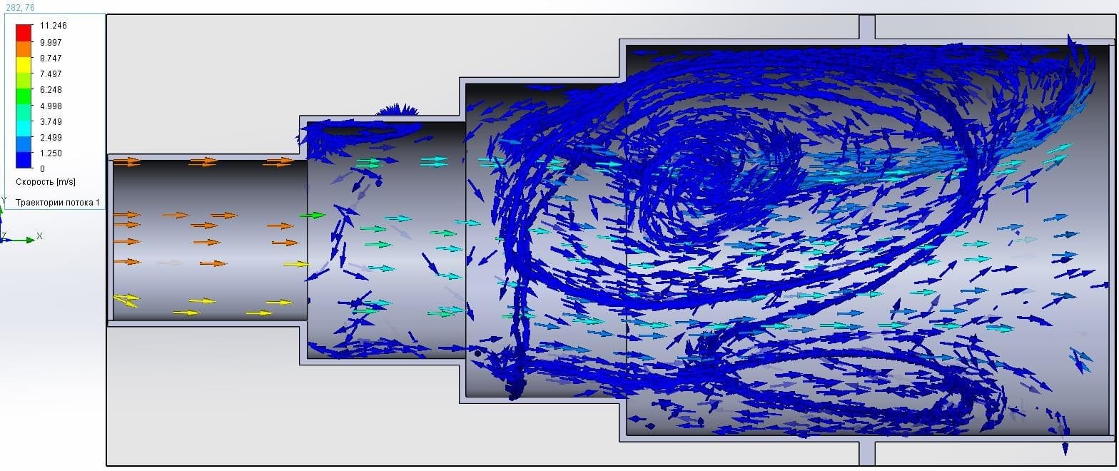 Modeling with geometric parameters Lp = 0 mm; hp = 20mm.