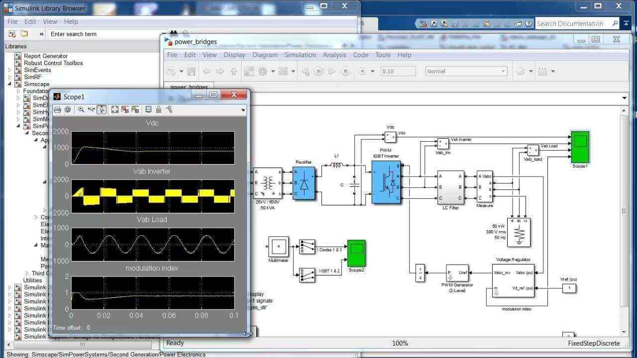 Пример работы в SimPowerSystem