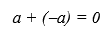 a + (-a) = 0