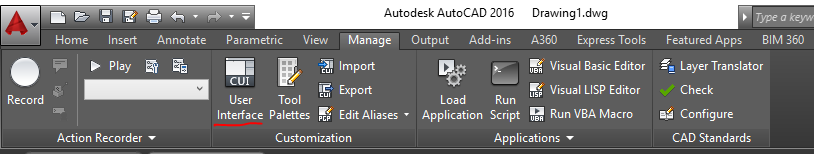 AutoCAD UI Settings